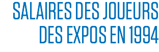 SALAIRES DES JOUEURS
DES EXPOS EN 1994